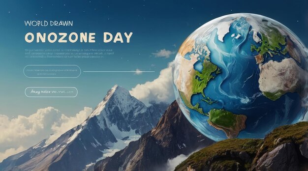 Photo hand drawn world ozone day landing page template