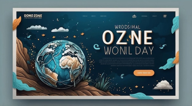 Hand drawn world ozone day landing page template