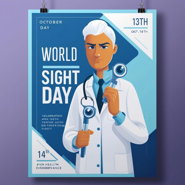 Photo hand drawn world sight day vertical flyer template