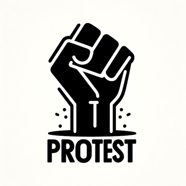 Hand fist raised protest activist illustration for human rights justice against war