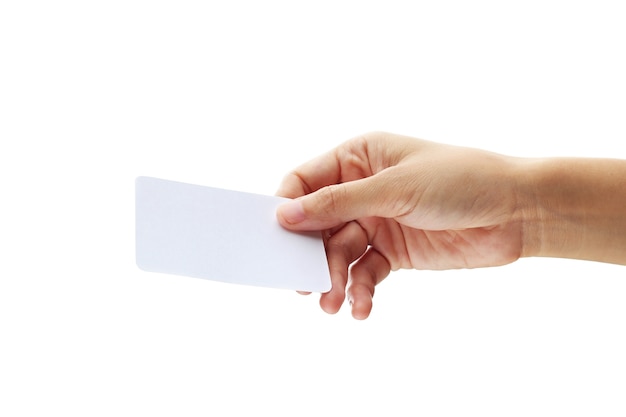 Hand hold blank business card 