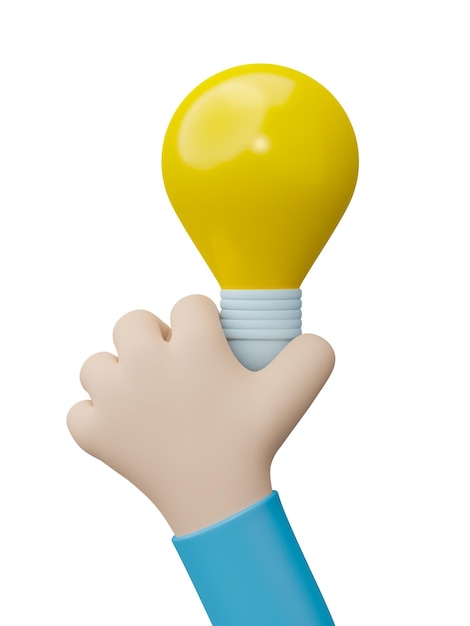 Hand hold Light bulb idea thinking or solution business Great ideas competition Creative idea concept 3D rendering