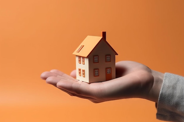 A hand hold small house represent property loan concept