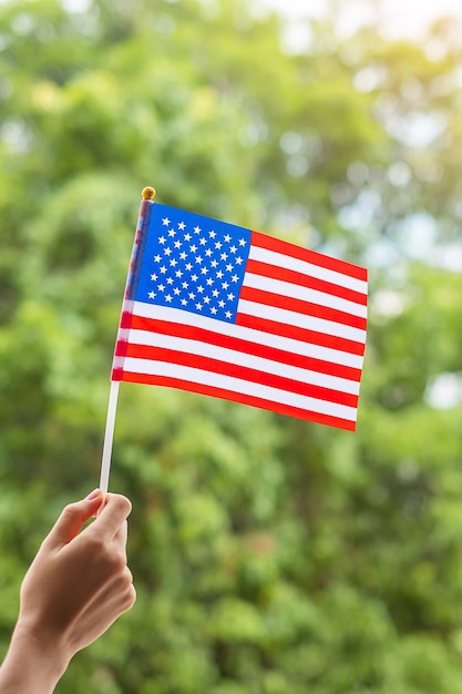 hand holding america flag