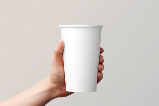 Hand Holding Blank Coffee Cup Template Illustration