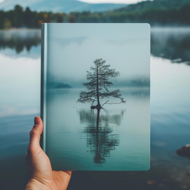 a hand holding a book with a tree on the cover and the title quot tree quot on the bottom