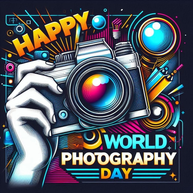 a hand holding a camera that says world photography