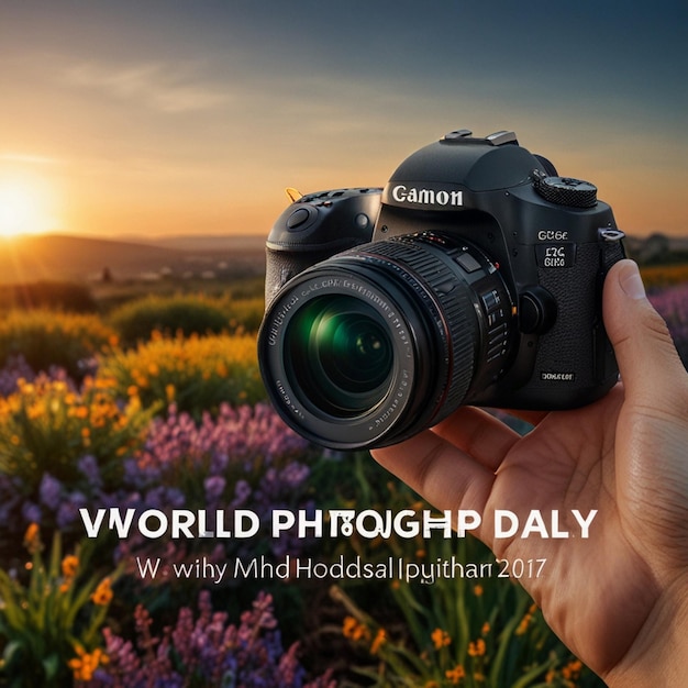 a hand holding a camera with the words worlds day on it