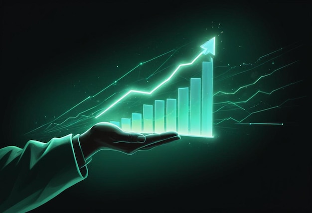 Photo a hand holding a chart that says graph on it