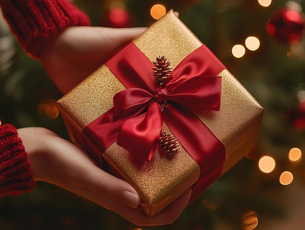 Hand Holding Christmas Gift Box A Symbol of Giving