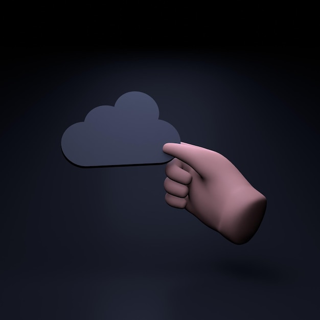 Hand holding a cloud icon 3d render illustration