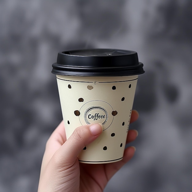 Photo a hand holding a coffee cup with the word coffee on it