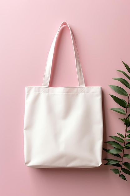 Hand holding cotton eco bag mock up style AI Generated