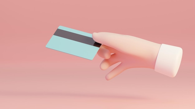 Hand holding a credit card isolated on background 3D Rendering