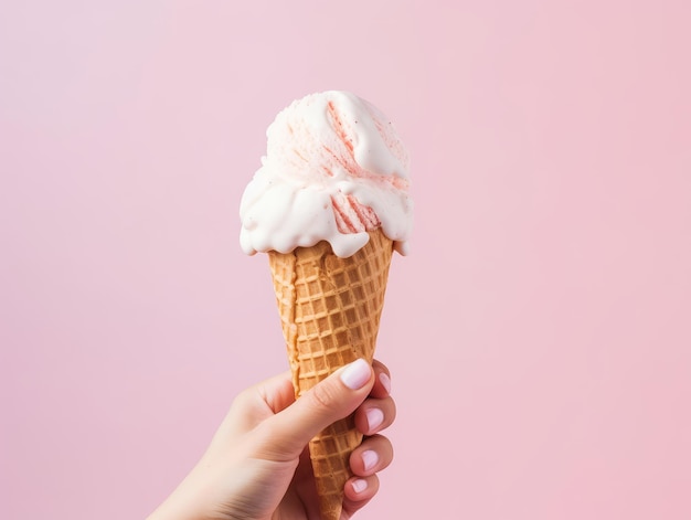 Hand holding delicious soft ice cream