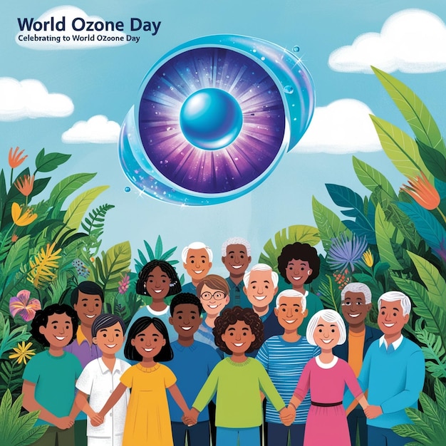 hand holding earth and a text that world ozone day world ozone day concept AI Generative