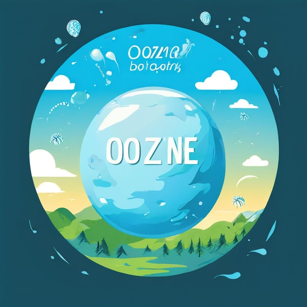 Photo hand holding earth and a text that world ozone day world ozone day concept ai generative