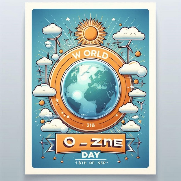 Photo hand holding earth and a text that world ozone day