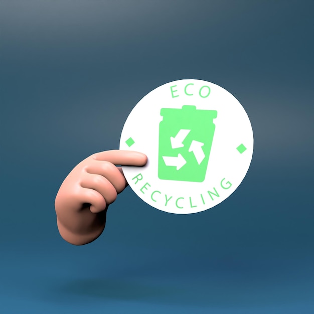 Hand holding eco recycling icon Ecology concept 3d render illustration