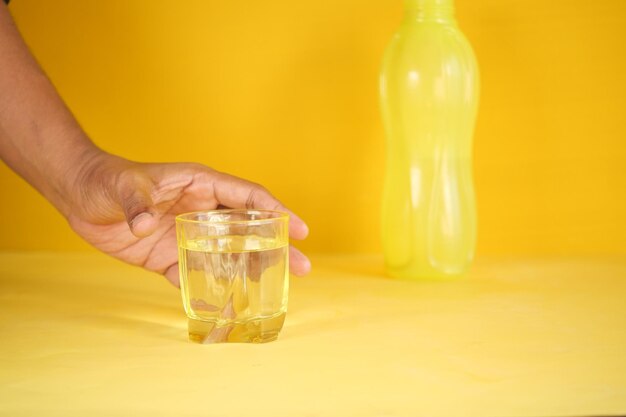 Hand holding a glass of water