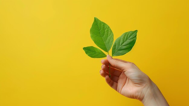 Hand Holding a Green Leaf