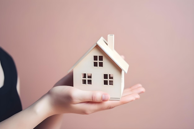 A hand holding a house with a small cutout on it.