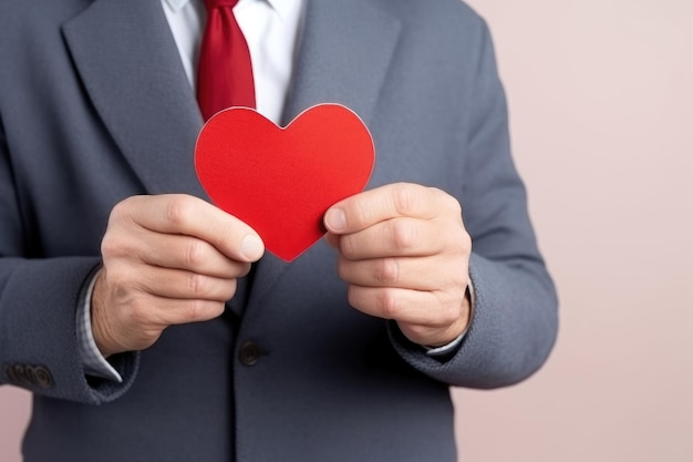 Hand holding love shape on isolated background