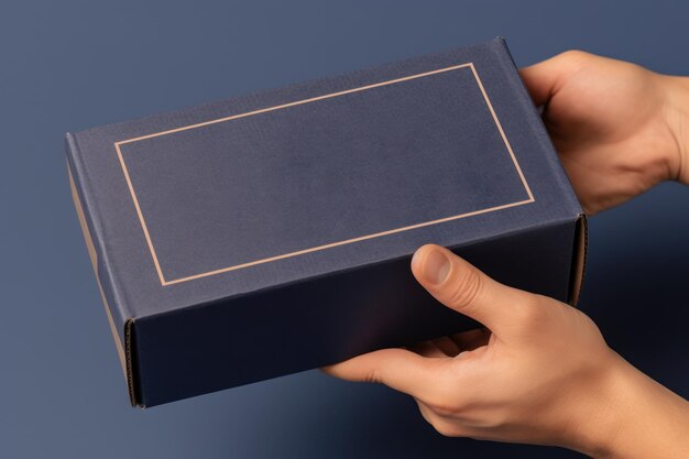 a hand holding a mailing box mockup delivery service concept photo