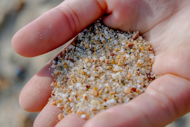 Photo hand holding sand