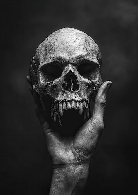 Photo a hand holding a skull with teeth