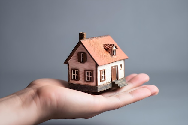 A hand holding a small house