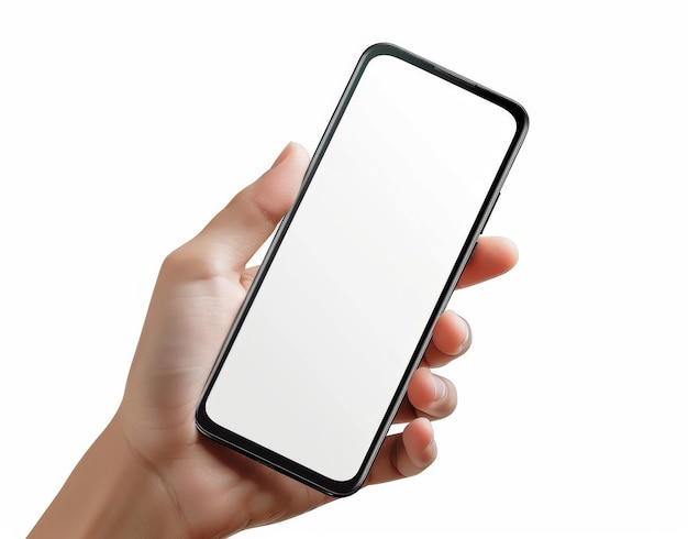 Hand Holding a Smartphone with Blank Screen