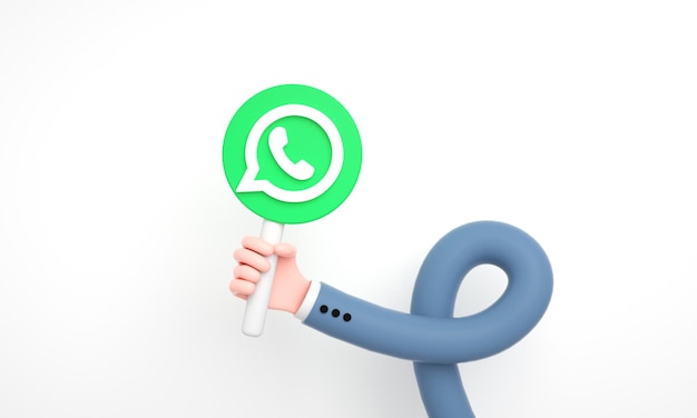 Hand holding social media whatsapp icon and logo background for social media marketing