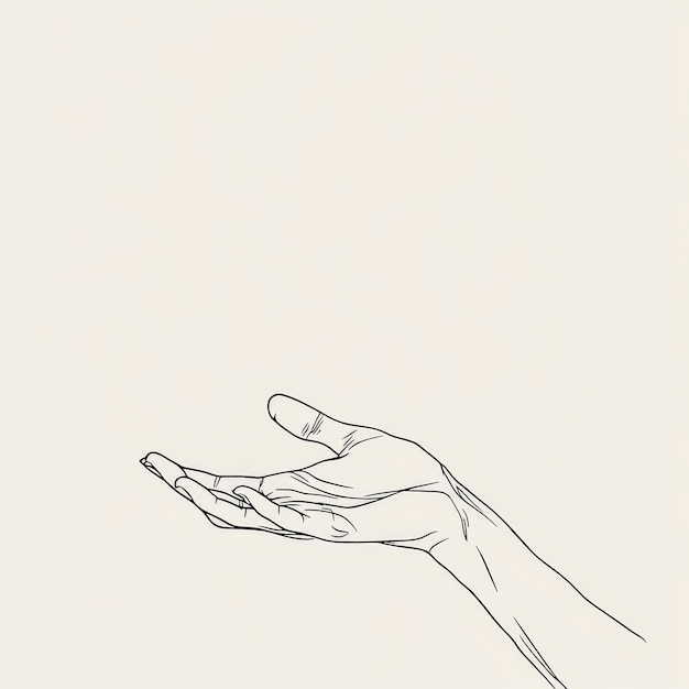 Photo hand holding something isolated on white background hand drawn sketch illustration