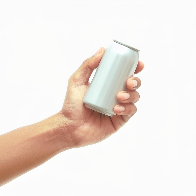 Hand holding something on white isolated background