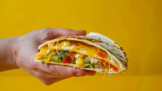 Photo a hand holding a taco that has a taco in it