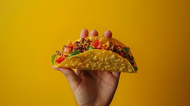 Photo a hand holding a taco that has a tortilla on it