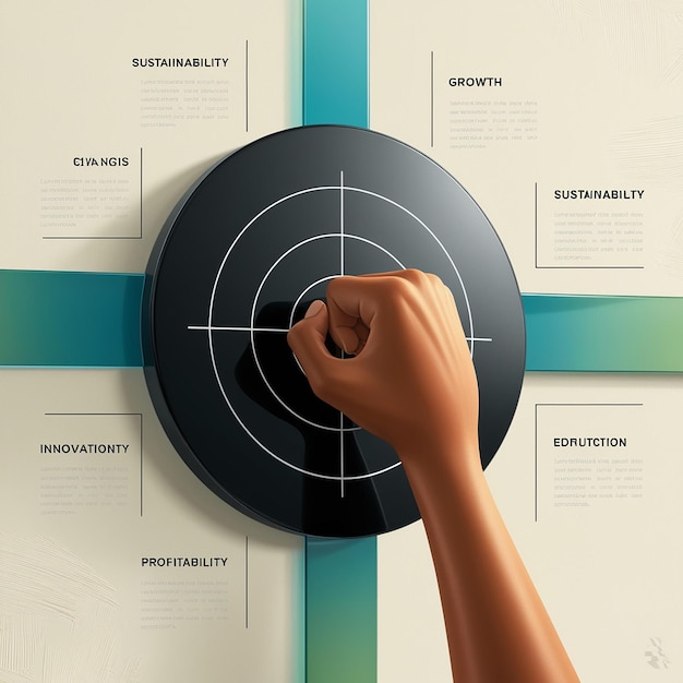 Photo hand holding target board for creative and set up business objective target and success and business goals