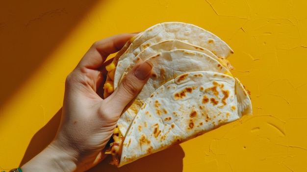 Photo a hand holding tortilla chips that are yellow and brown