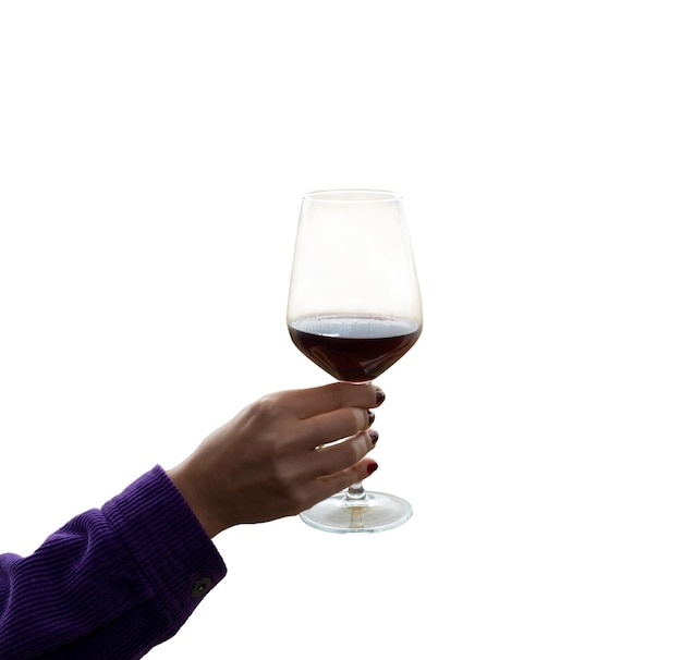 Hand holding wine glass