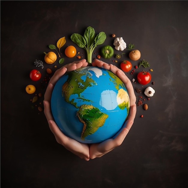 Photo a hand holds a globe with the earth in the middle