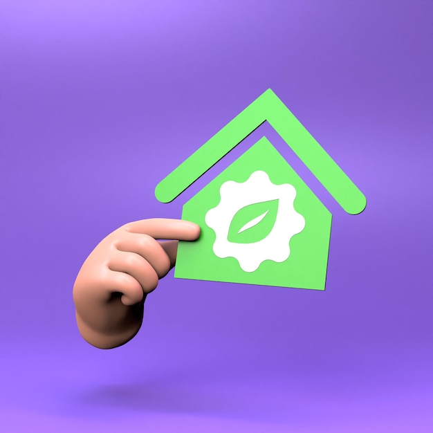 The hand holds an icon on the theme of ECO ECO friendly concept 3d render