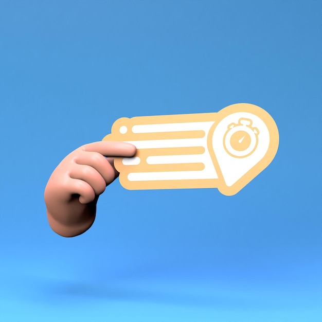 The hand holds the logo of the fast delivery 3d render illustration