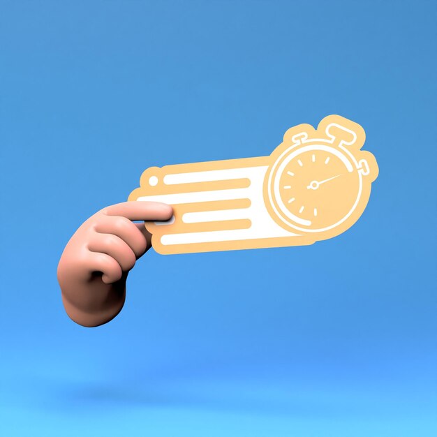 The hand holds the logo of the fast delivery 3d render illustration