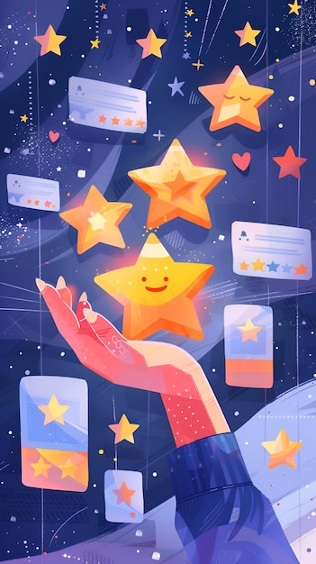 a hand holds up a bunch of stars and the words  happy birthday