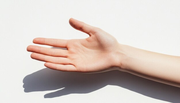 Photo a hand is casting a shadow on a white background