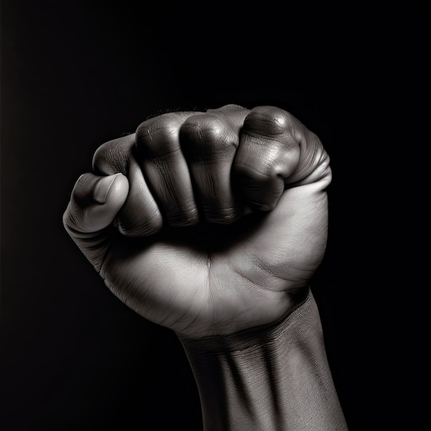 A hand is clenched into a fist with the word " stop " on it.