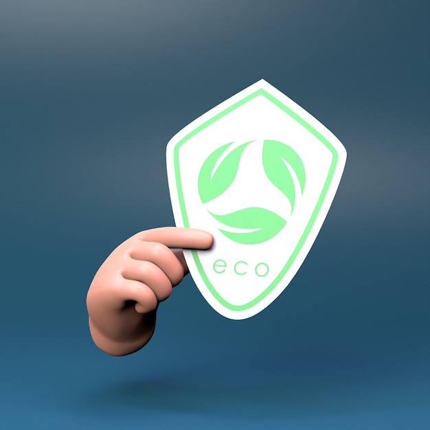 The hand is holding ECO icon Ecology Conservation Concert 3d render illustration