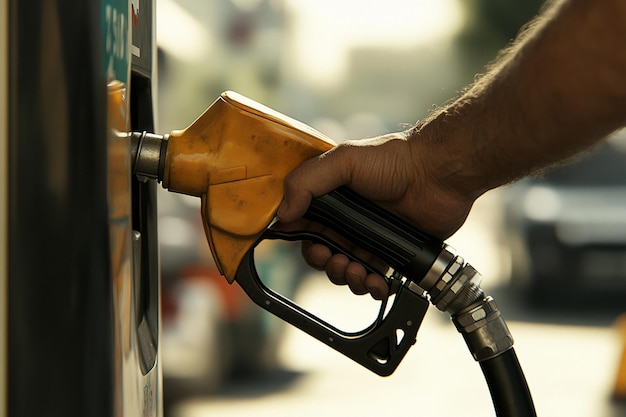 a hand is holding a gas pump with the word quot on it