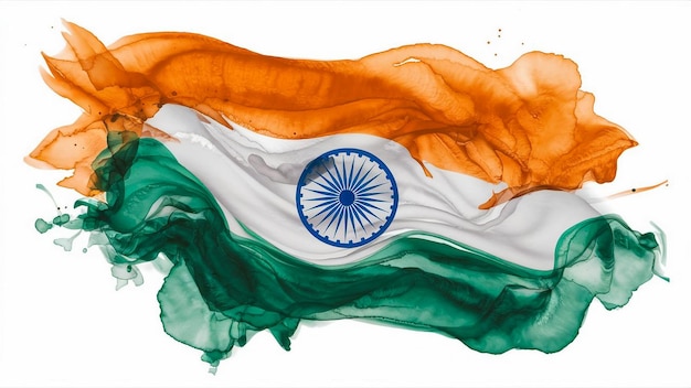 a hand is holding a green and white flag with the words  india  on it